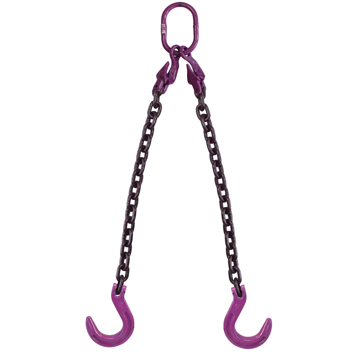 3/8" x 20' - Adjustable 2 Leg Chain Sling w/ Foundry Hooks - Grade 100 image 1 of 8