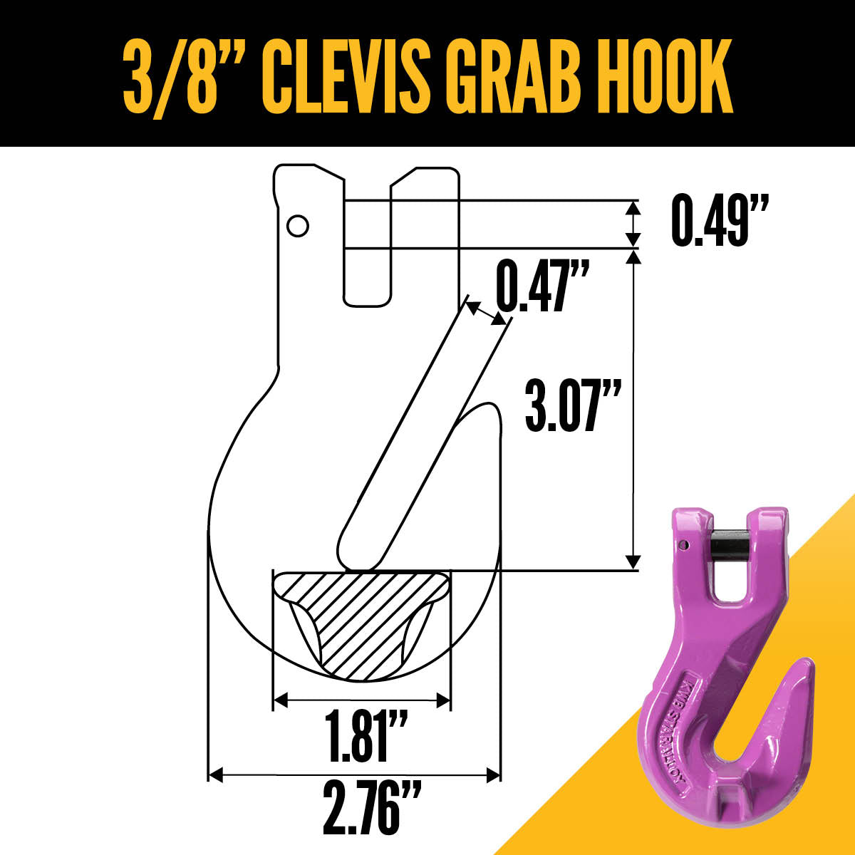 3/8" x 20' - Adjustable 2 Leg Chain Sling w/ Grab Hooks - Grade 100 image 6 of 8