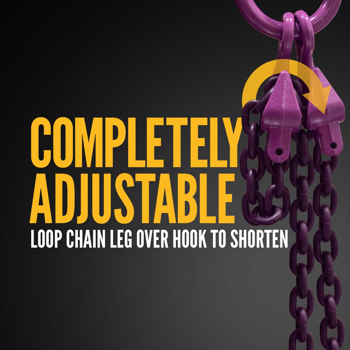 5/8" x 20' - Adjustable 2 Leg Chain Sling w/ Grab Hooks - Grade 100 image 3 of 8