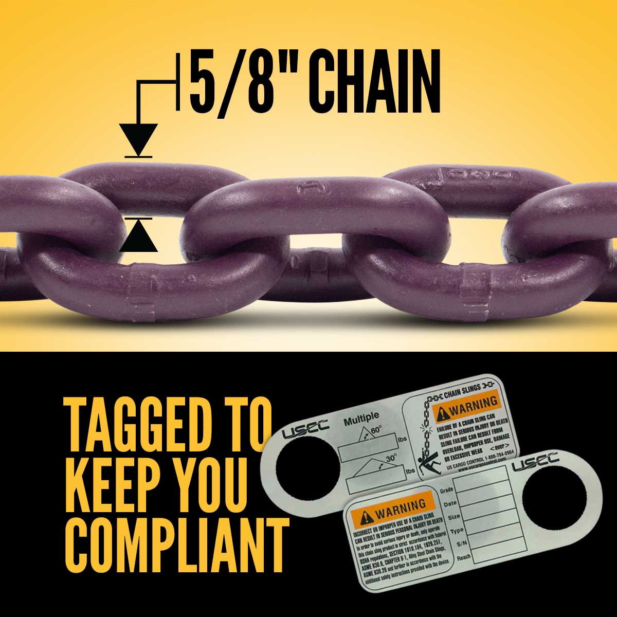 5/8" x 5' - Adjustable 4 Leg Chain Sling w/ Grab Hooks - Grade 100 image 4 of 8