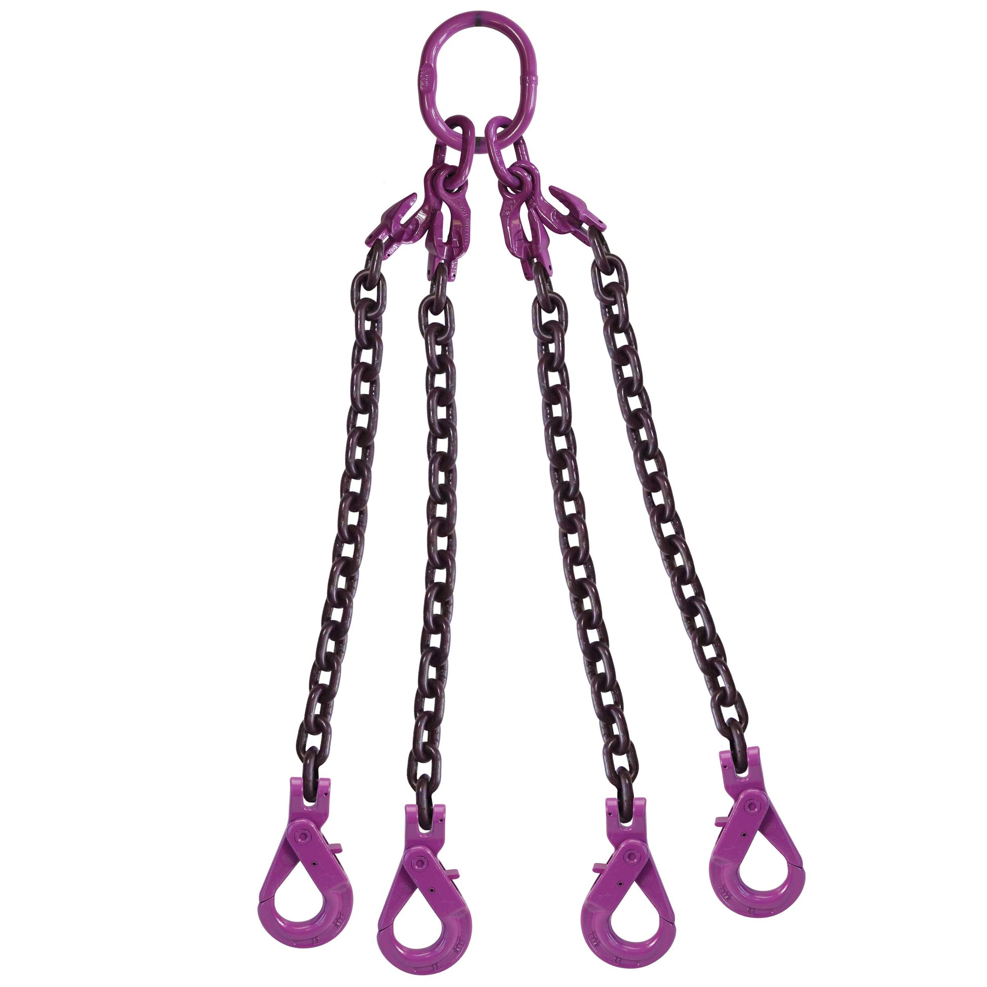 3/8" x 15' - Adjustable 4 Leg Chain Sling w/ Self-Locking Hooks - Grade 100 image 1 of 8