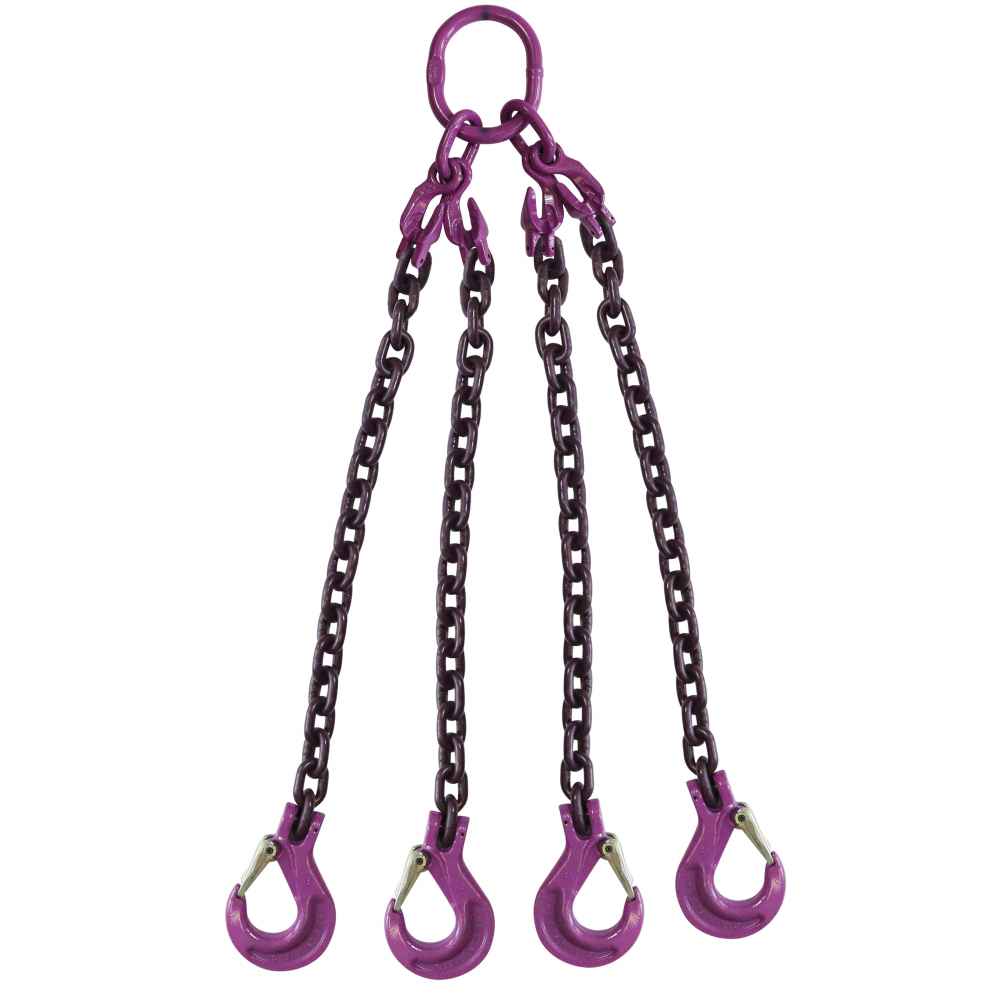3/8" x 10' - Adjustable 4 Leg Chain Sling w/ Sling Hooks - Grade 100 image 1 of 8