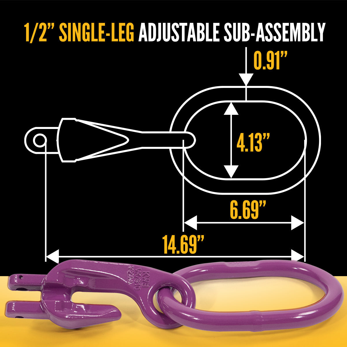 1/2" x 15' - Adjustable Single Leg Chain Sling w/ Grab Hook - Grade 100 image 6 of 8
