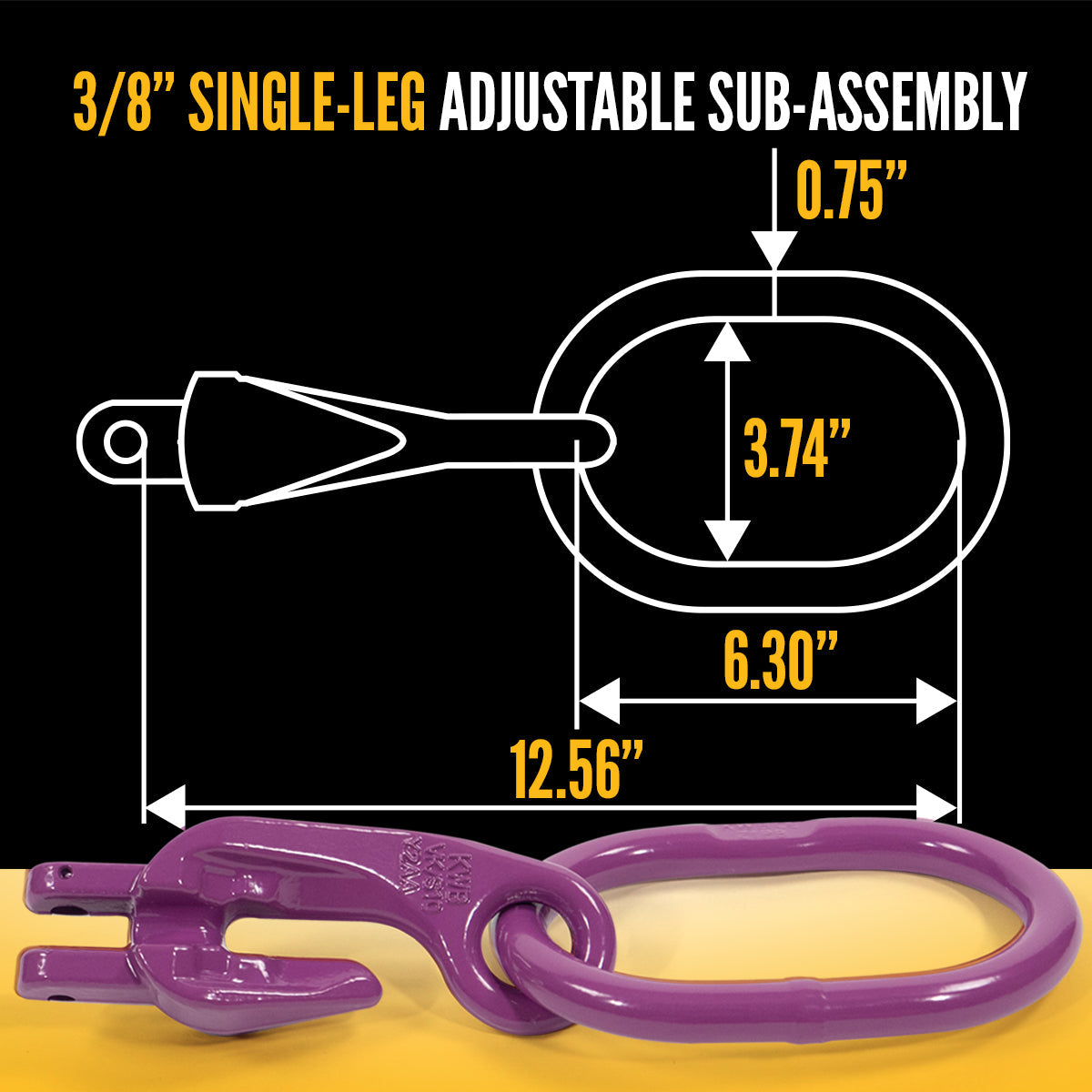 3/8" x 10' - Adjustable Single Leg Chain Sling w/ Grab Hook - Grade 100 image 7 of 8