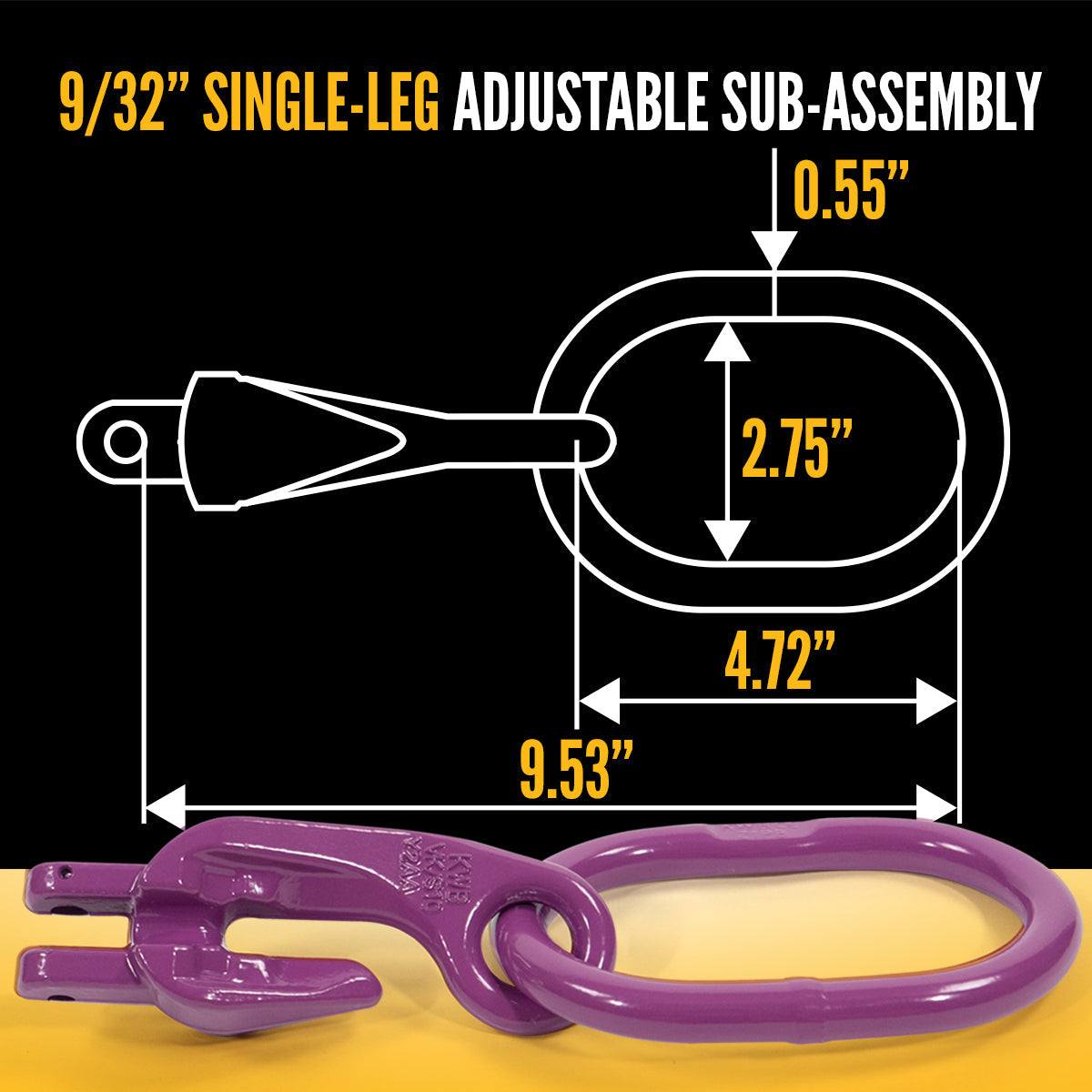 9/32" x 20' - Adjustable Single Leg Chain Sling w/ Grab Hook - Grade 100 image 7 of 8