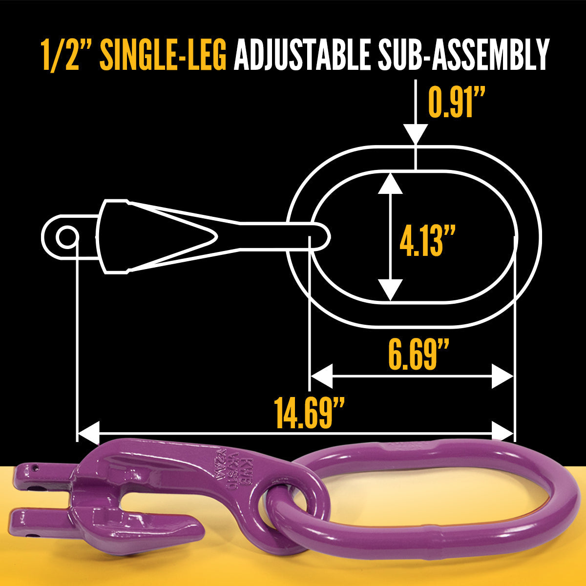 1/2" x 10' - Adjustable Single Leg Chain Sling w/ Self-Locking Hook - Grade 100 image 6 of 8