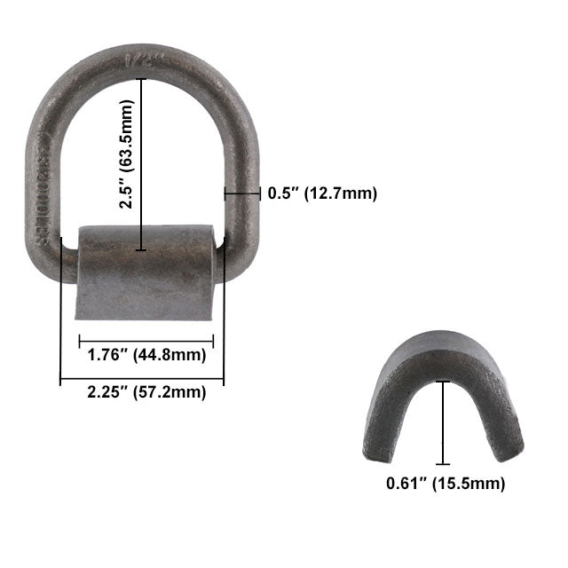 (12 Pack) 3/4 Heavy Duty Weld-On Forged D Ring 26,500Lbs