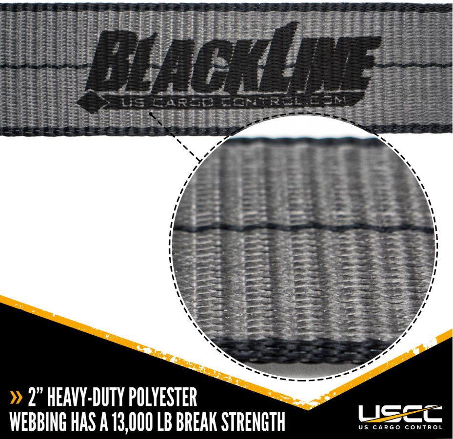 Blackline 2" x  30' Ratchet Strap w/ Flat Hooks
