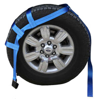 2Pcs Car Basket Tiedown Straps Tire Tow Dolly Wheel Net Set Flat