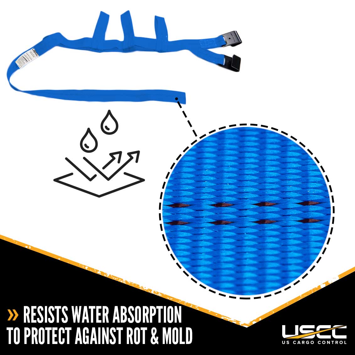 Blue Extra Large Tow Dolly Basket Strap with Flat Hooks image 6 of 9