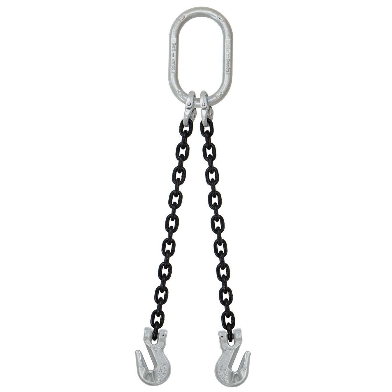 5/8" x 20' Domestic 2 Leg Chain Sling w/ Crosby Grab Hooks G100