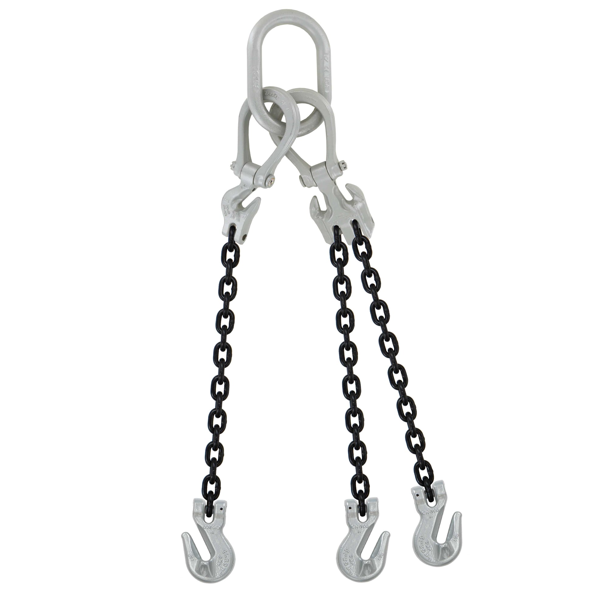58 inch x 5 foot Domestic Adjustable 3 Leg Chain Sling w Crosby Grab Hooks Grade 100 image 1 of 2