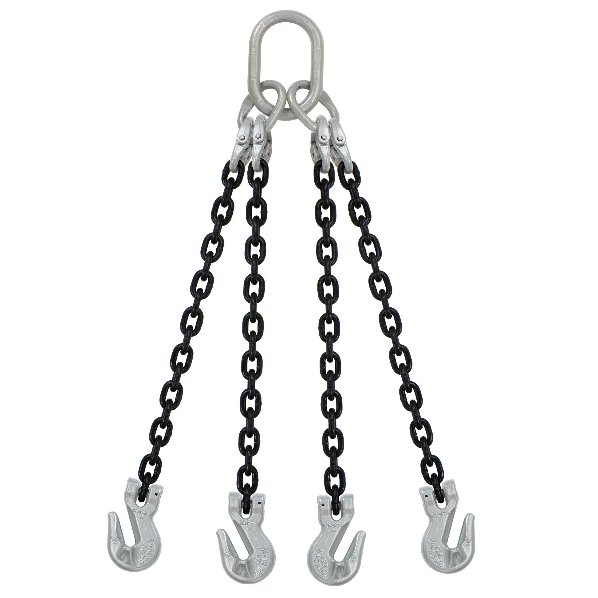 932 inch x 3 foot Domestic 4 Leg Chain Sling w Crosby Grab Hooks Grade 100 image 1 of 2