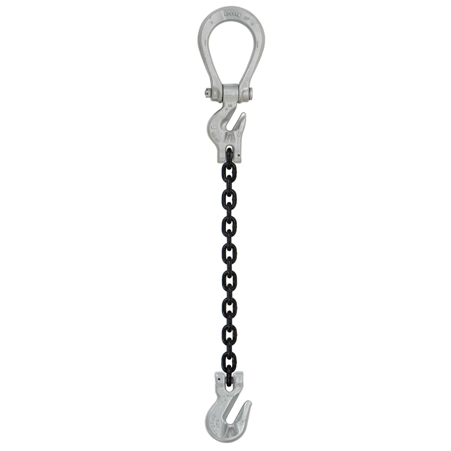 12 inch x 20 foot Domestic Adjustable Single Leg Chain Sling w Crosby Grab Hook Grade 100 image 1 of 2