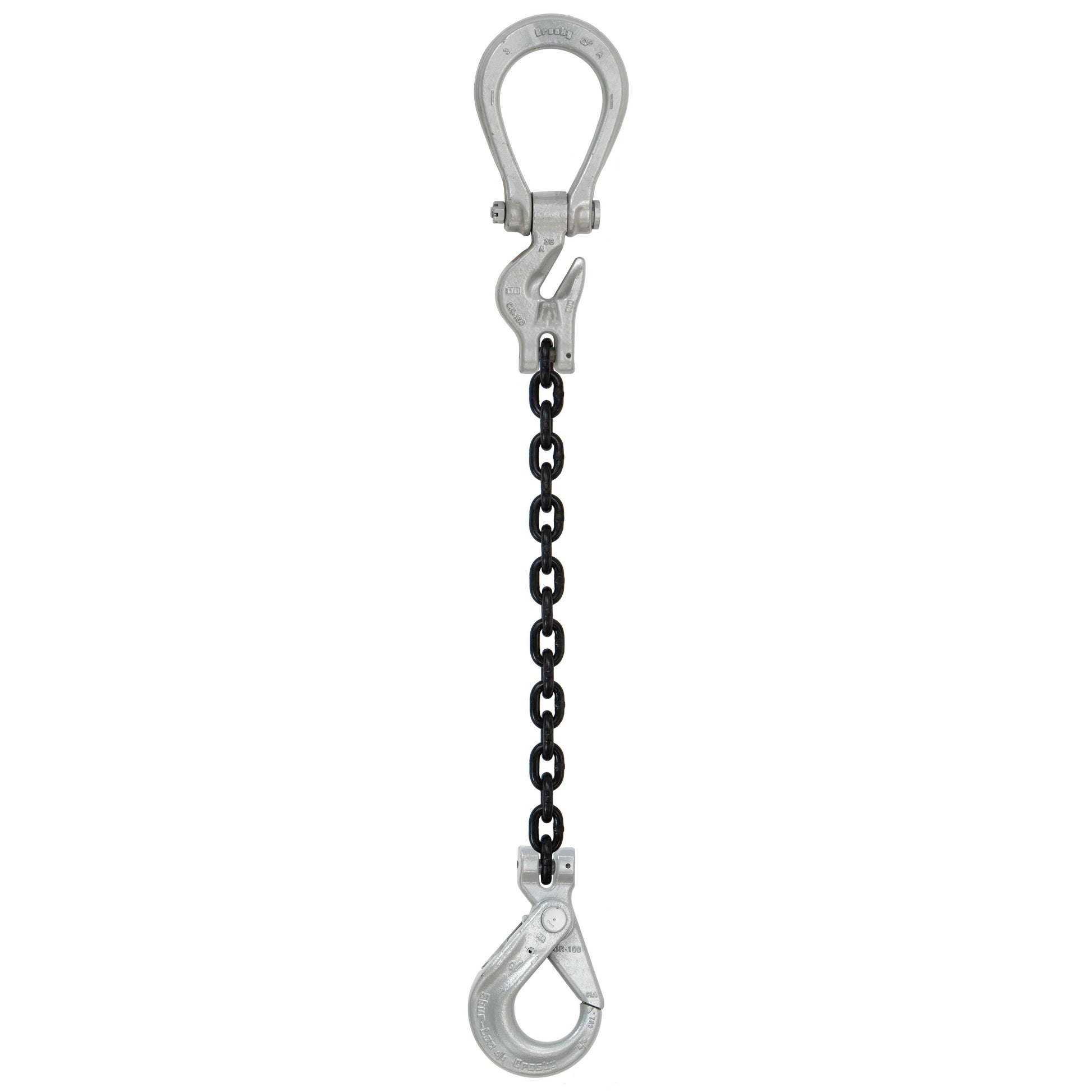 932 inch x 5 foot Domestic Adjustable Single Leg Chain Sling w Crosby SelfLocking Hook Grade 100 image 1 of 2