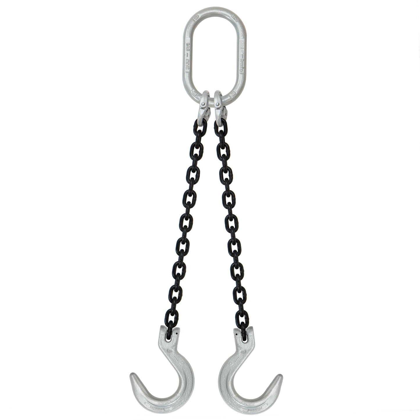 38 inch x 6 foot Domestic 2 Leg Chain Sling w Crosby Foundry Hooks Grade 100 image 1 of 2