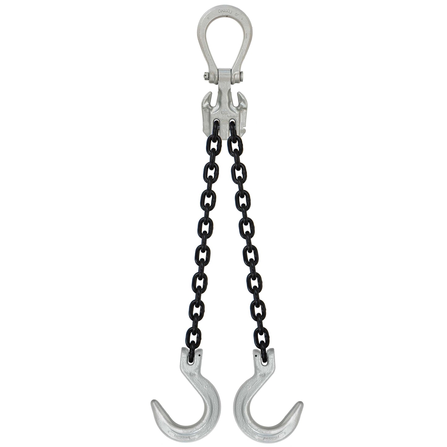 12 inch x 15 foot Domestic Adjustable 2 Leg Chain Sling w Crosby Foundry Hooks Grade 100 image 1 of 2