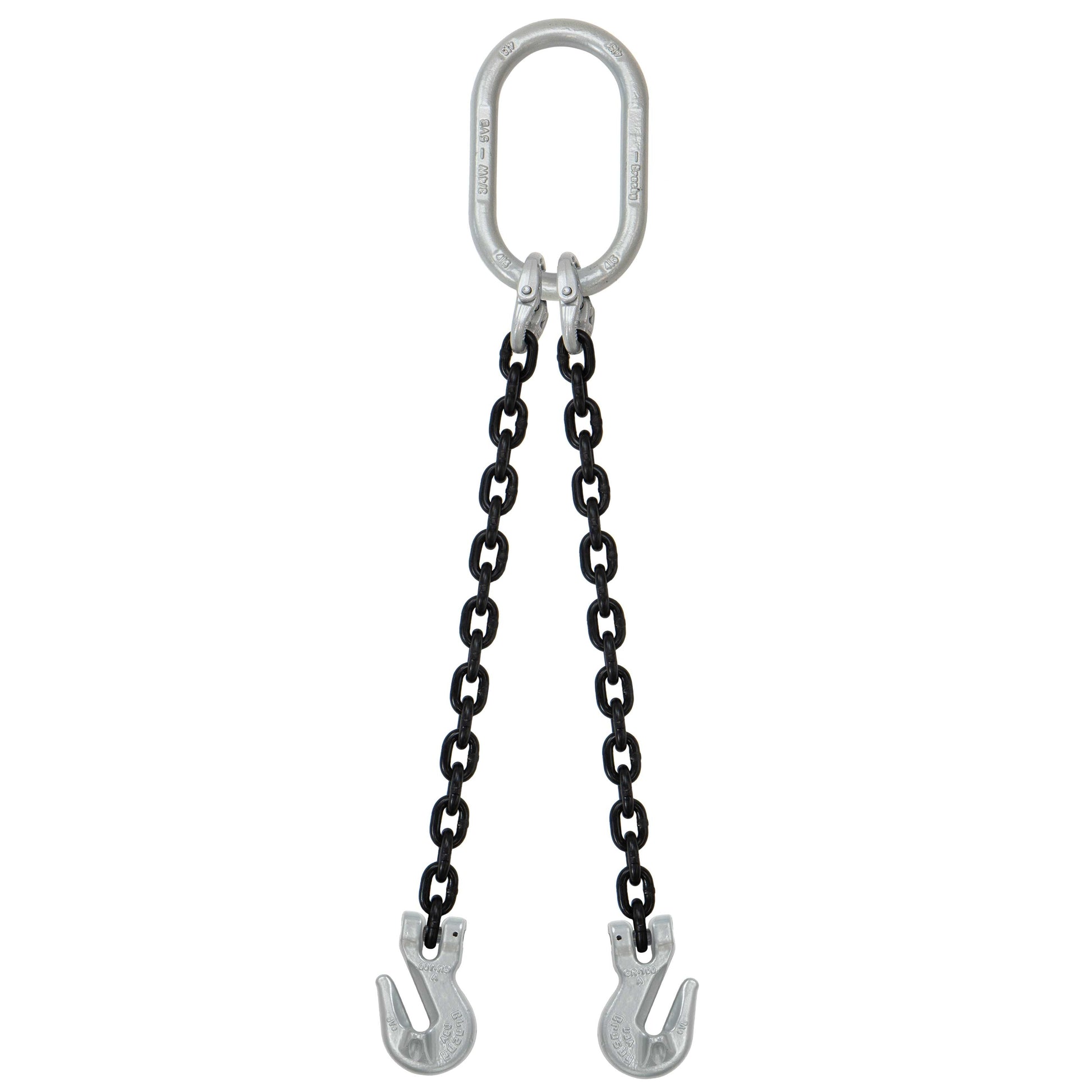 9/32" x 12' - Domestic 2 Leg Chain Sling w/ Crosby Grab Hooks - Grade 100