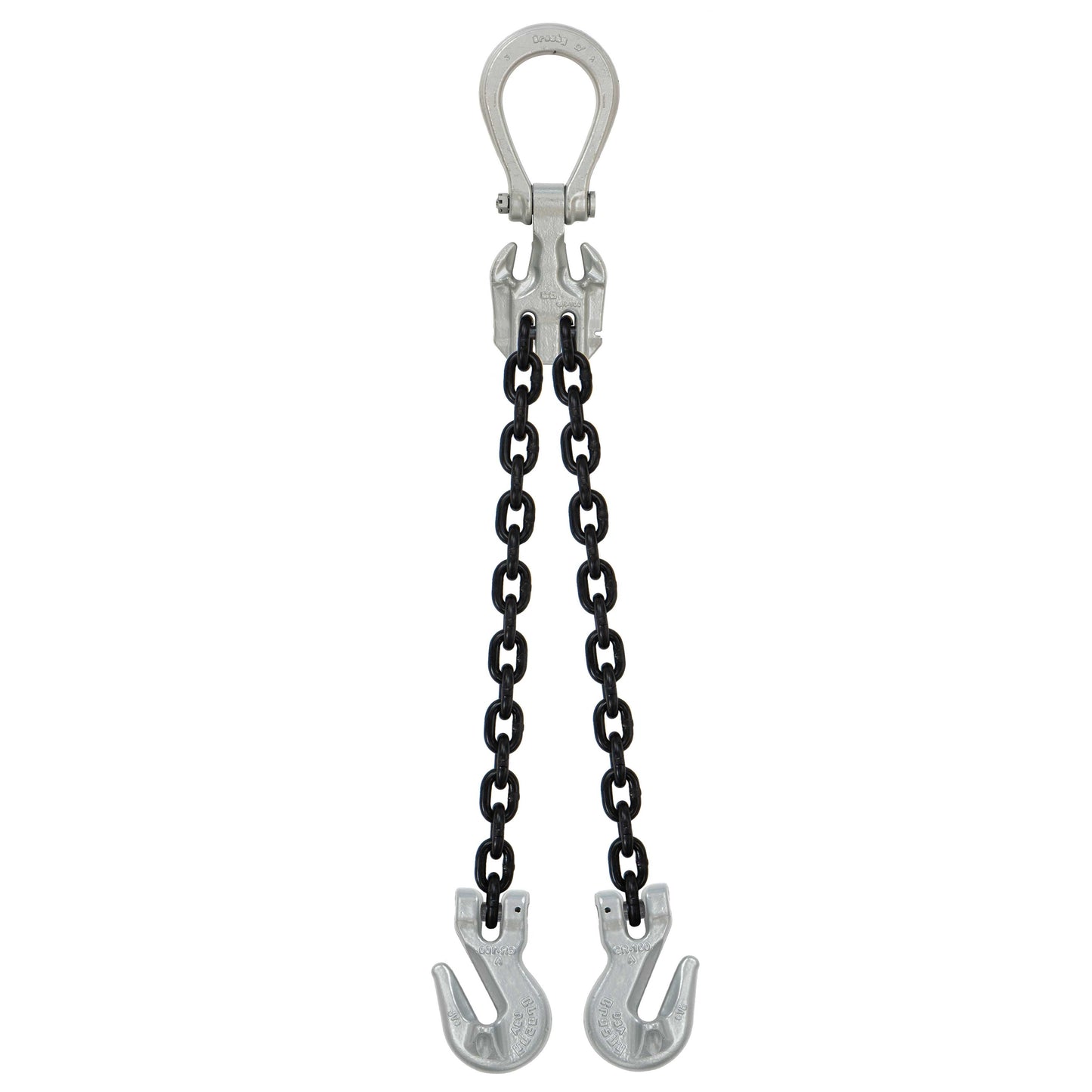 12 inch x 5 foot Domestic Adjustable 2 Leg Chain Sling w Crosby Grab Hooks Grade 100 image 1 of 2