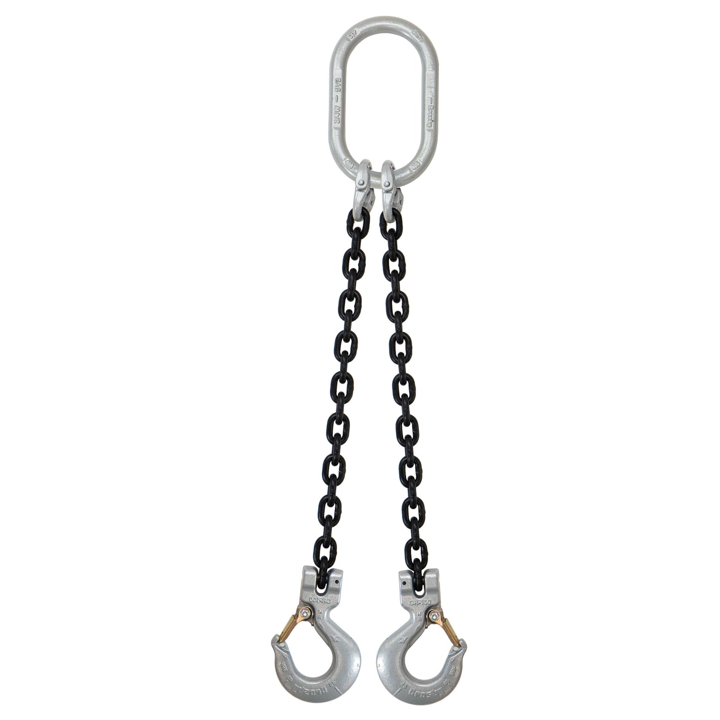 5/16" x 16' - Domestic 2 Leg Chain Sling w/ Crosby Sling Hooks - Grade 100