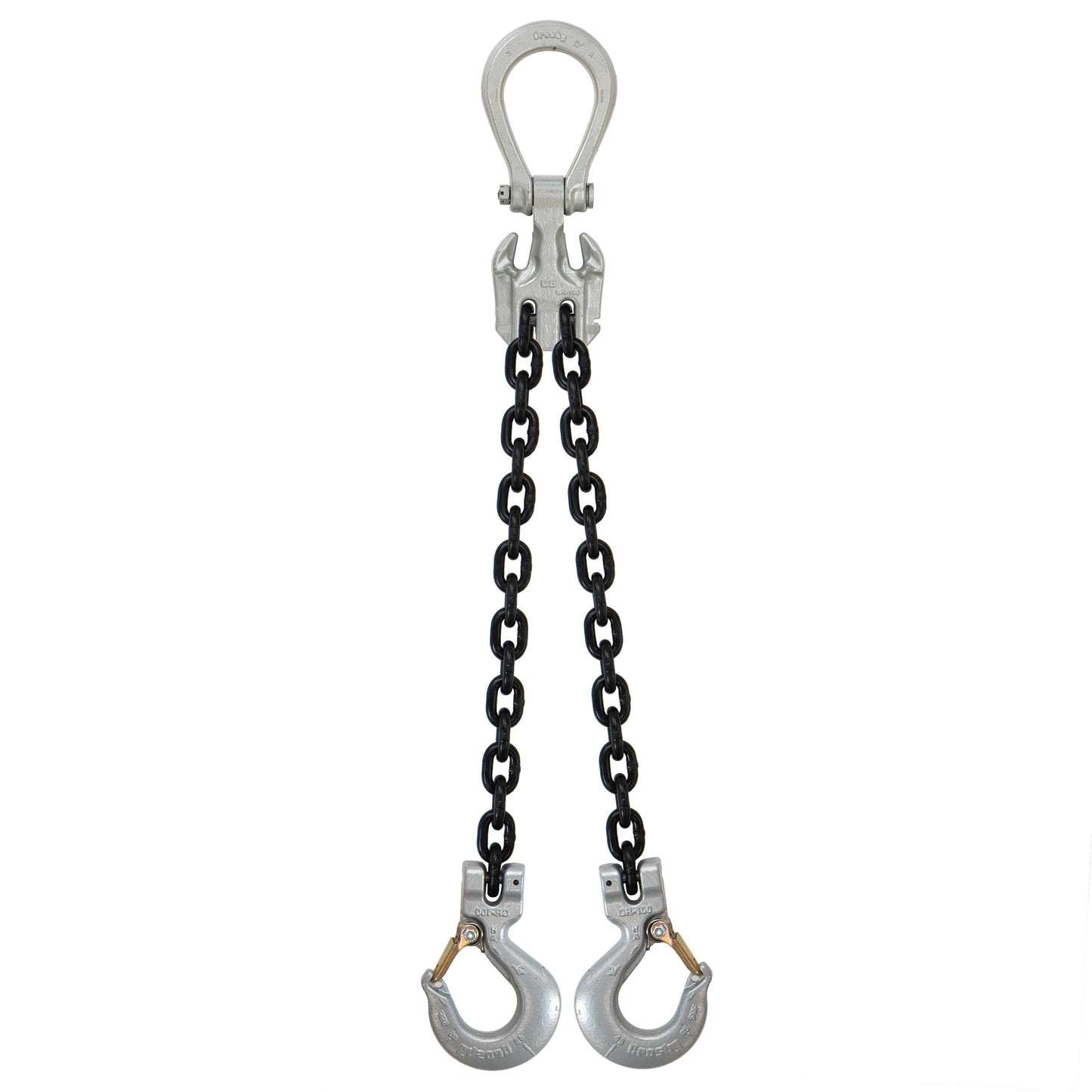 12 inch x 20 foot Domestic Adjustable 2 Leg Chain Sling w Crosby Sling Hooks Grade 100 image 1 of 2