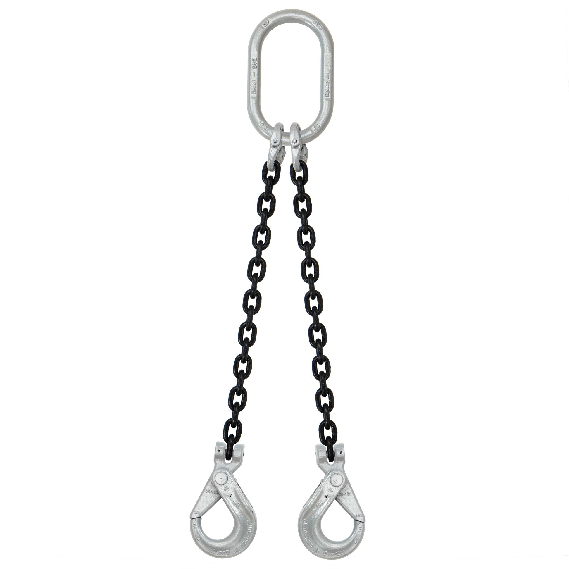 12 inch x 5 foot Domestic 2 Leg Chain Sling w Crosby SelfLocking Hooks Grade 100 image 1 of 2