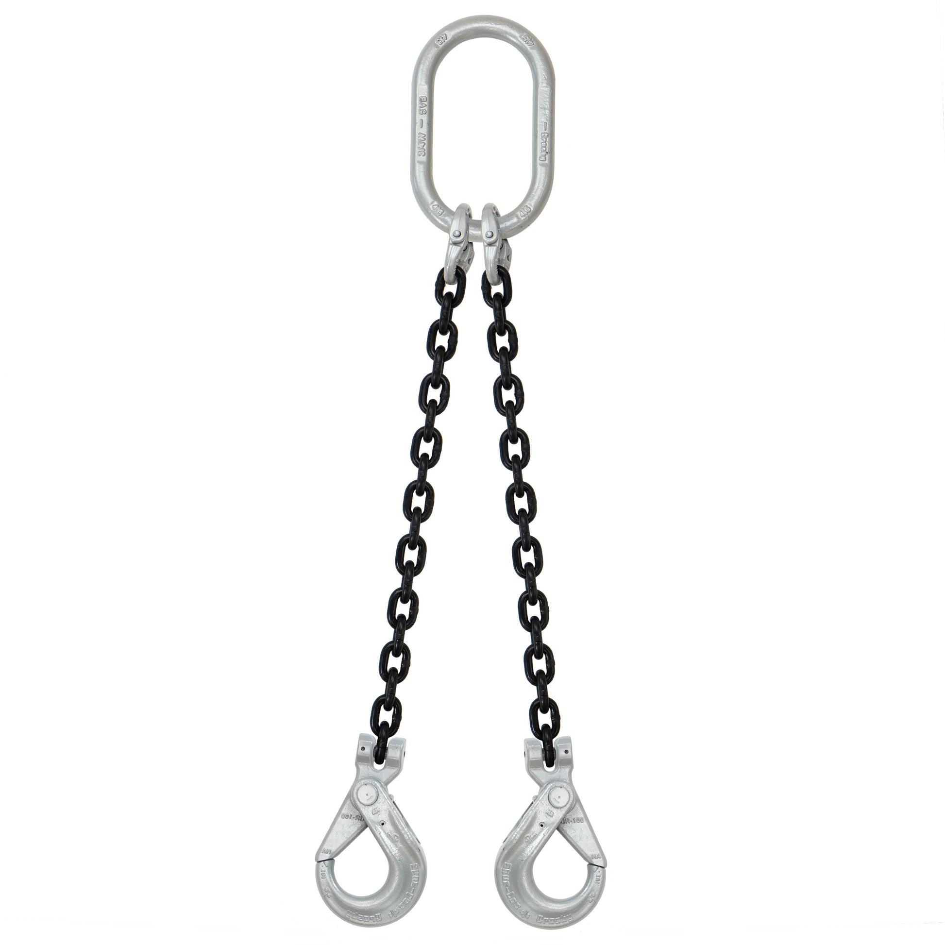 5/16" x 16' - Domestic 2 Leg Chain Sling w/ Crosby Self-Locking Hooks - Grade 100