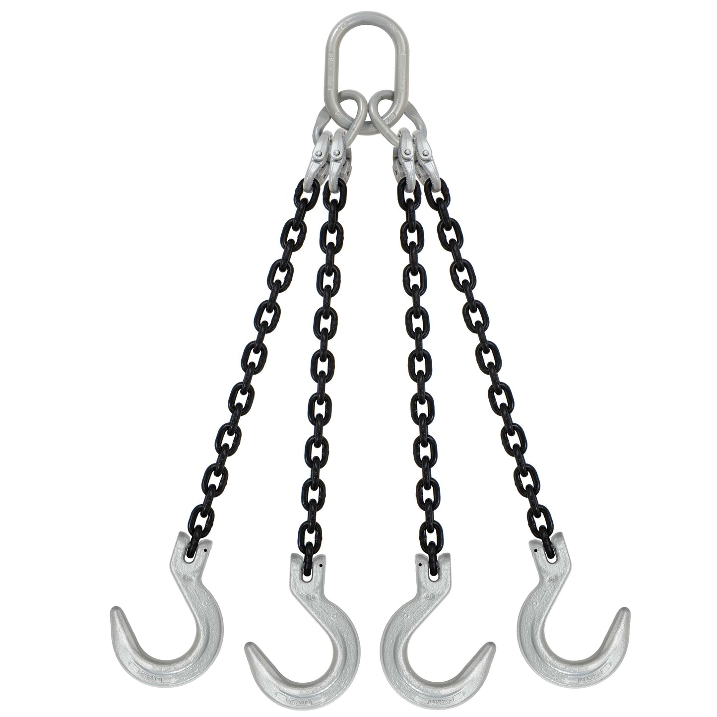 38 inch x 12 foot Domestic 4 Leg Chain Sling w Crosby Foundry Hooks Grade 100 image 1 of 2