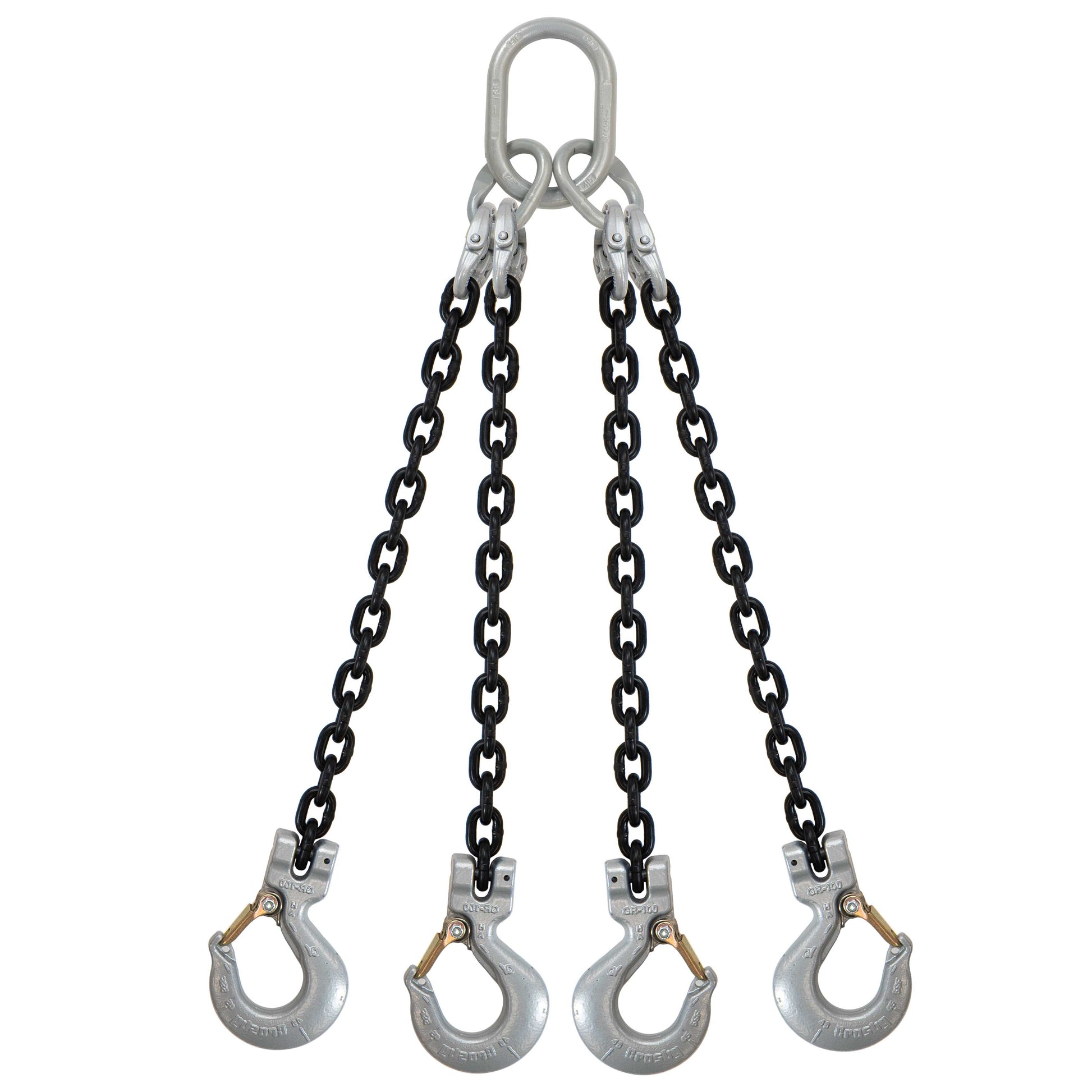 38 inch x 6 foot Domestic 4 Leg Chain Sling w Crosby Sling Hooks Grade 100 image 1 of 2