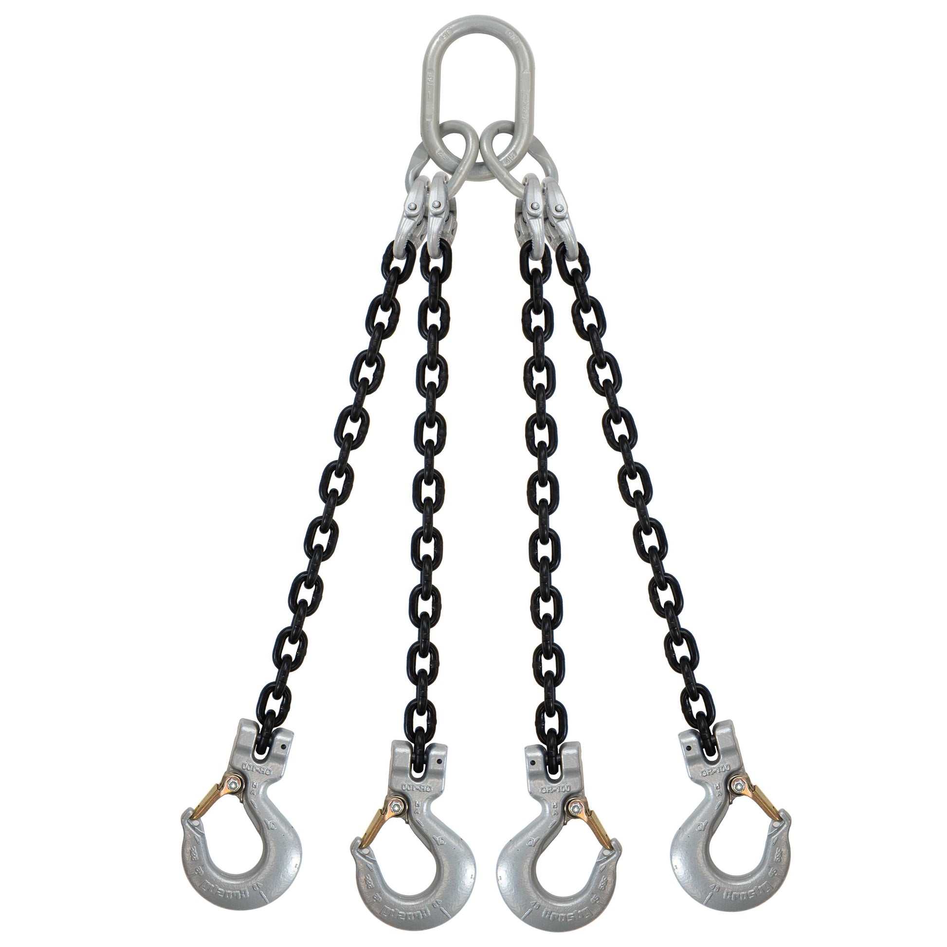 5/16" x 16' - Domestic 4 Leg Chain Sling w/ Crosby Sling Hooks - Grade 100
