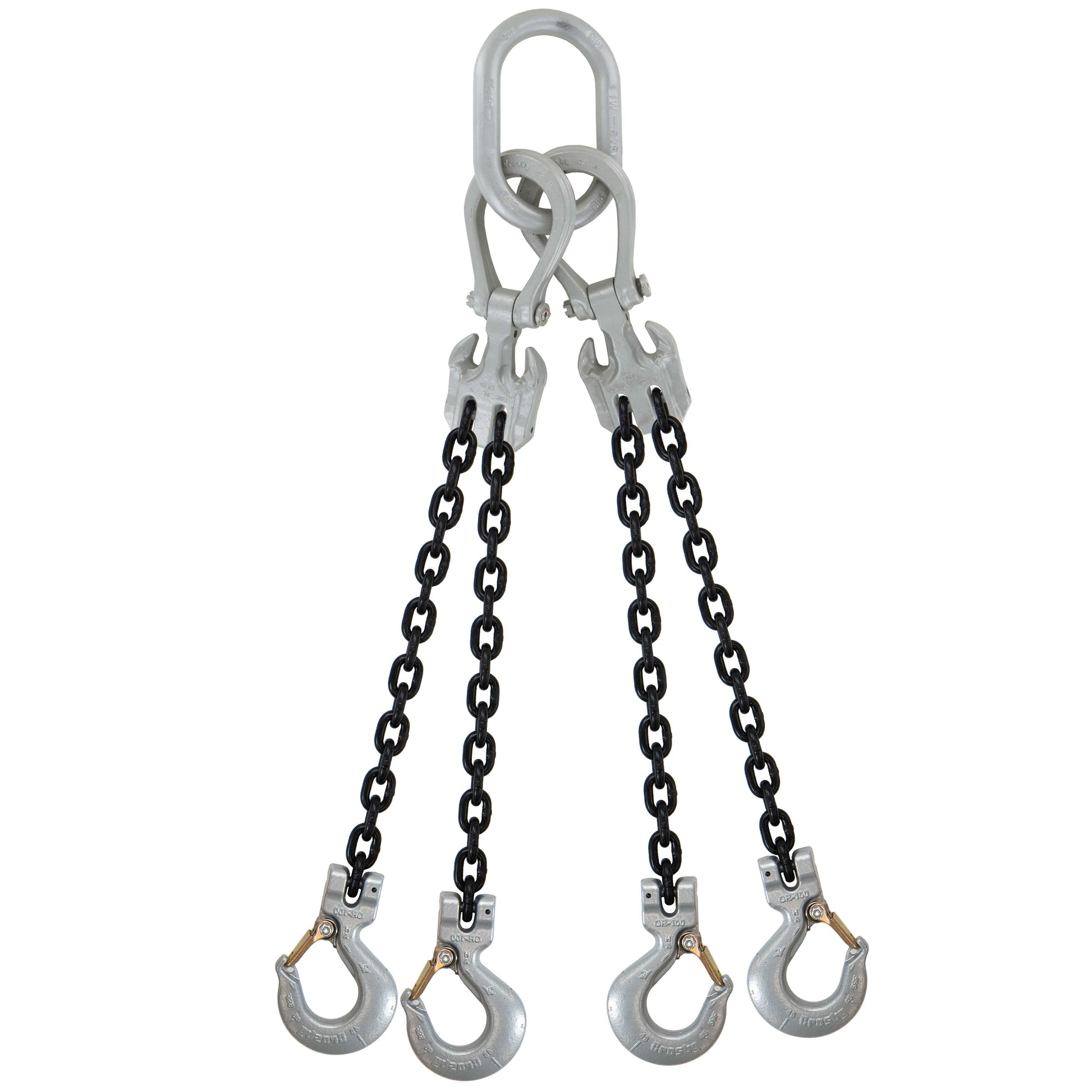38 inch x 15 foot Domestic Adjustable 4 Leg Chain Sling w Crosby Sling Hooks Grade 100 image 1 of 2