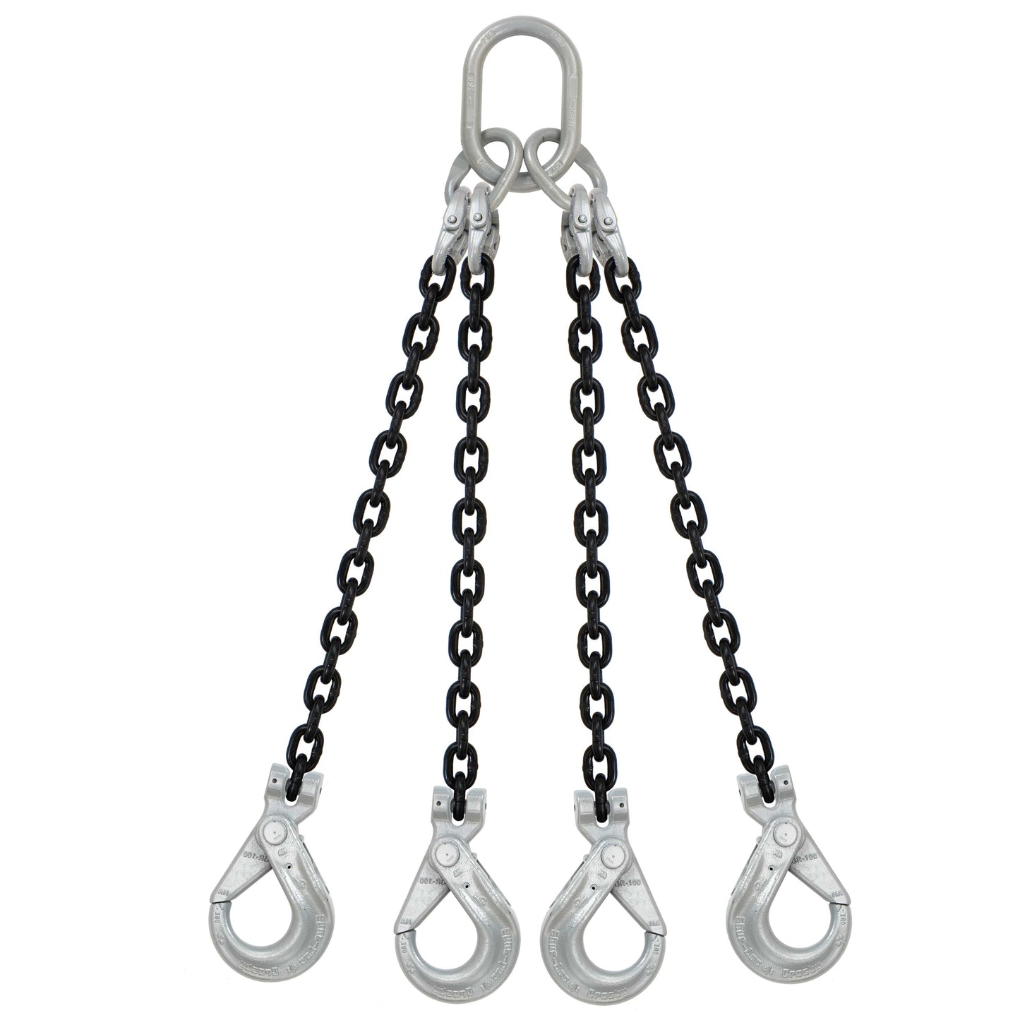 38 inch x 5 foot Domestic 4 Leg Chain Sling w Crosby SelfLocking Hooks Grade 100 image 1 of 2