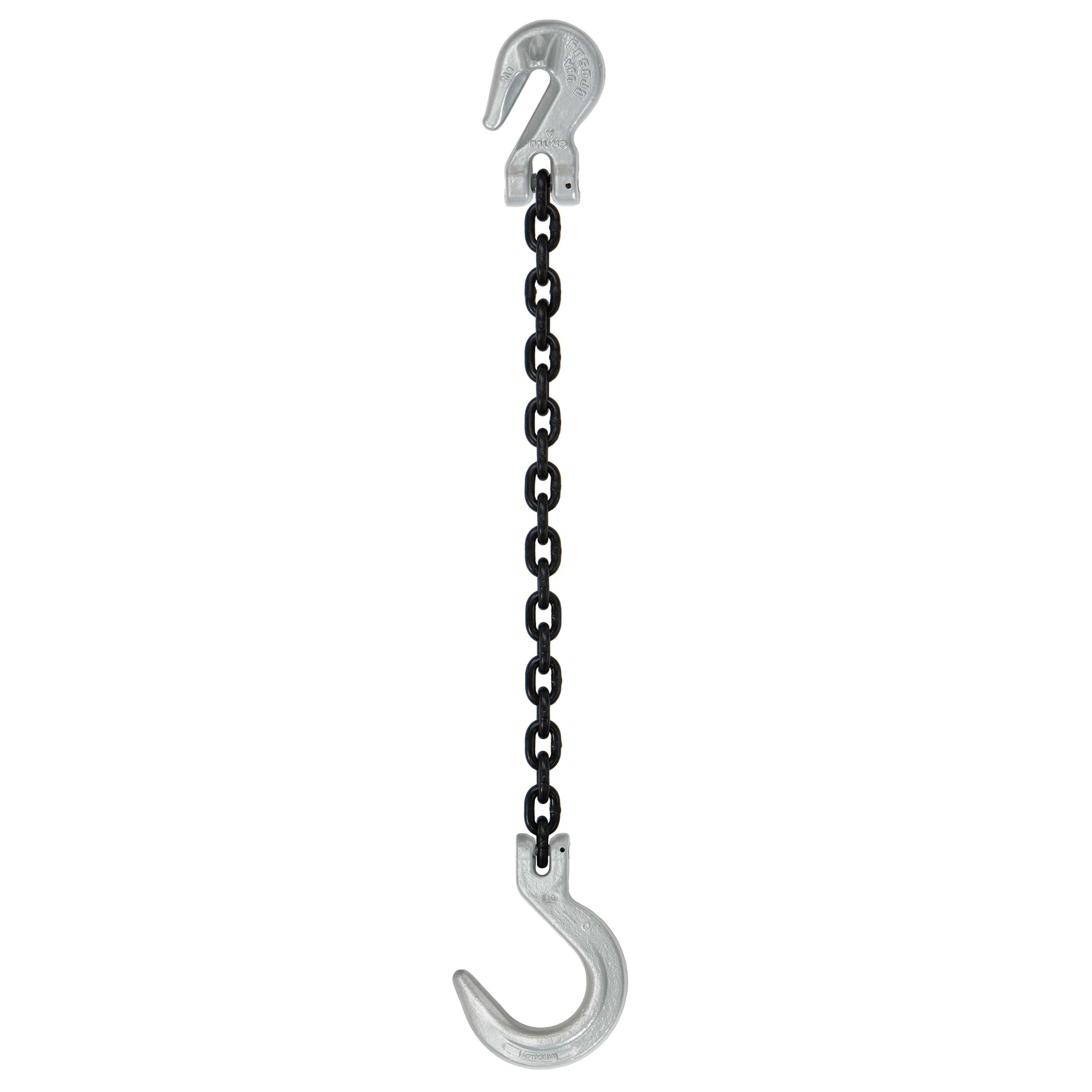 12 inch x 12 foot Domestic Single Leg Chain Sling w Crosby Grab & Foundry Hooks Grade 100 image 1 of 2