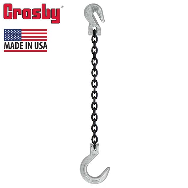 516 inch x 3 foot Domestic Single Leg Chain Sling w Crosby Grab & Foundry Hooks Grade 100 image 2 of 2