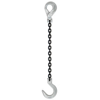 12 inch x 8 foot Domestic Single Leg Chain Sling w Crosby SelfLocking Foundry Hooks Grade 100 image 1 of 2