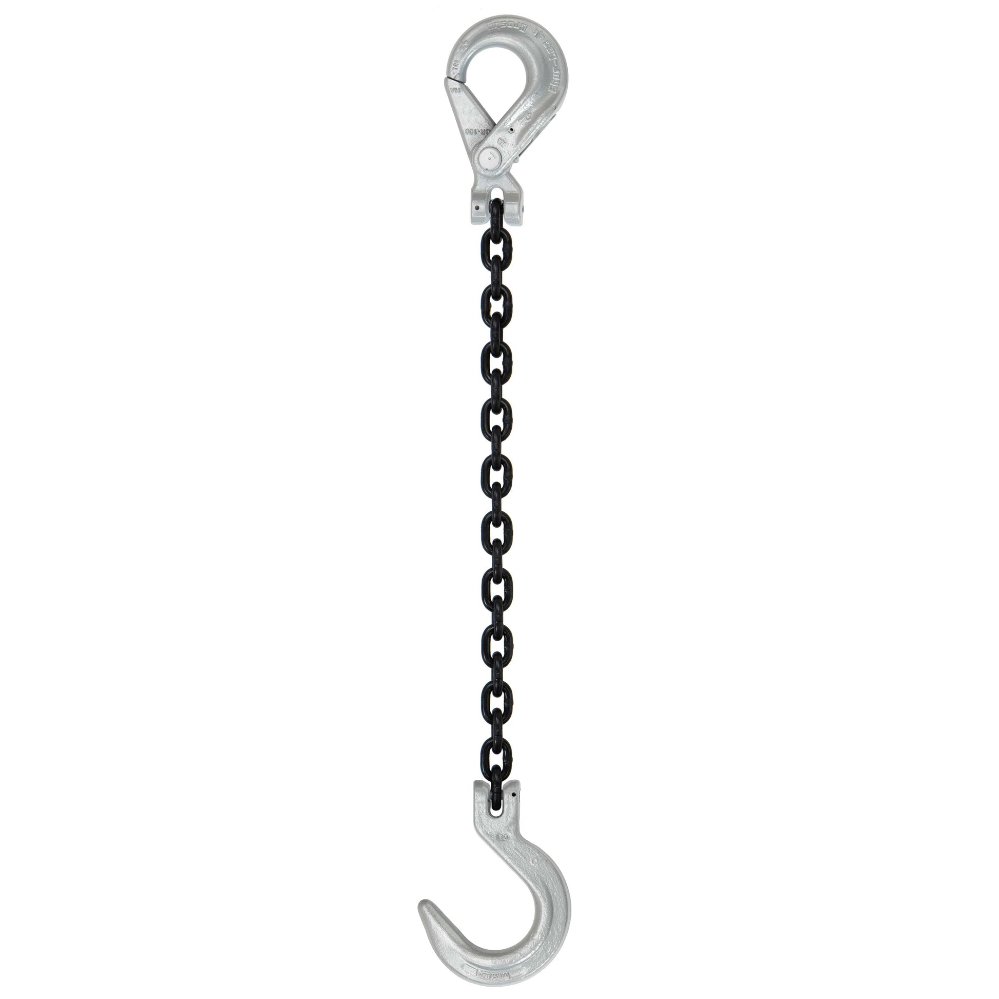 516 inch x 3 foot Domestic Single Leg Chain Sling w Crosby SelfLocking Foundry Hooks Grade 100 image 1 of 2