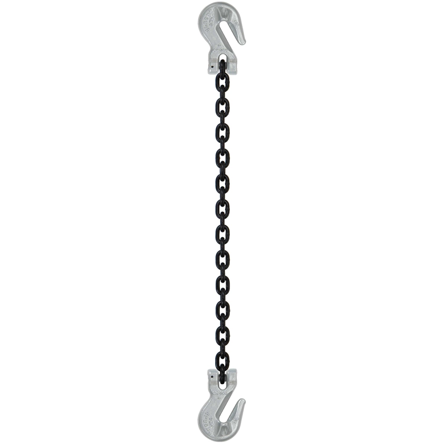 12 inch x 20 foot Domestic Single Leg Chain Sling w Crosby Grab & Grab Hooks Grade 100 image 1 of 2