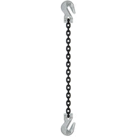 12 inch x 8 foot Domestic Single Leg Chain Sling w Crosby Grab & Grab Hooks Grade 100 image 1 of 2