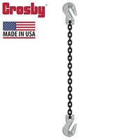 12 inch x 3 foot Domestic Single Leg Chain Sling w Crosby Grab & Grab Hooks Grade 100 image 2 of 2