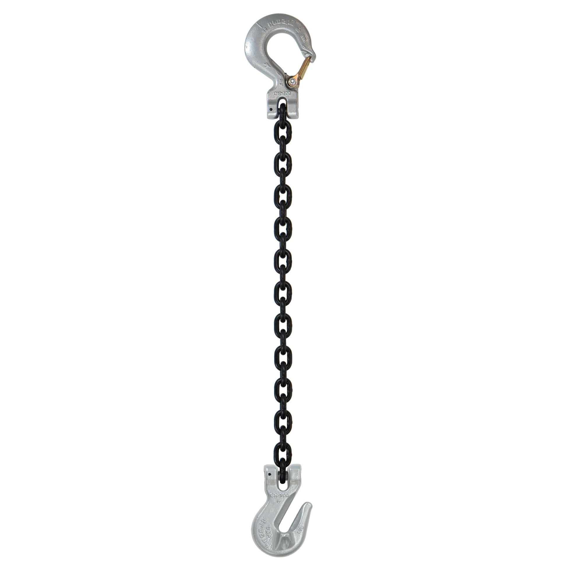 38 inch x 3 foot Domestic Single Leg Chain Sling w Crosby Grab & Sling Hooks Grade 100 image 1 of 2