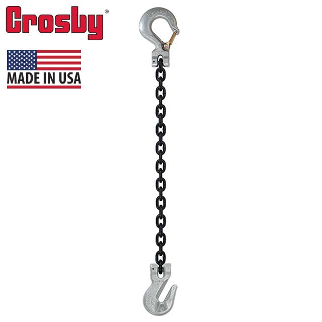 38 inch x 3 foot Domestic Single Leg Chain Sling w Crosby Grab & Sling Hooks Grade 100 image 2 of 2