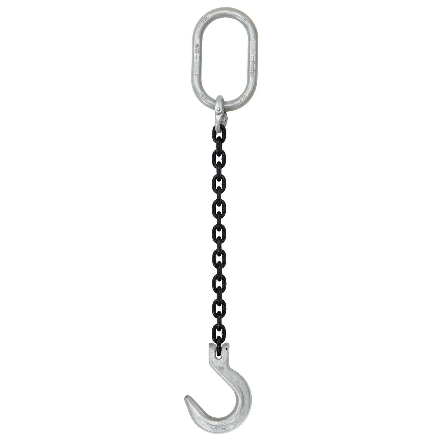 12 inch x 6 foot Domestic Single Leg Chain Sling w Crosby Foundry Hook Grade 100 image 1 of 2
