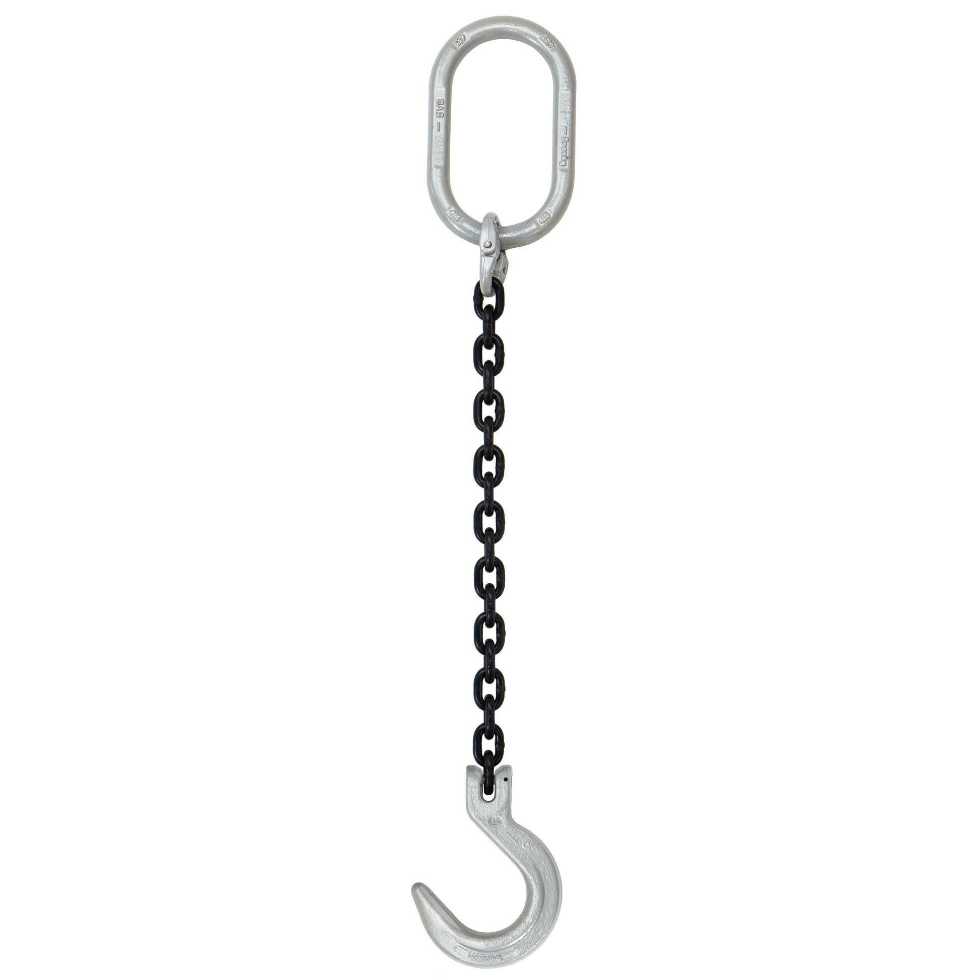 9/32" x 10' - Domestic Single Leg Chain Sling w/ Crosby Foundry Hook - Grade 100