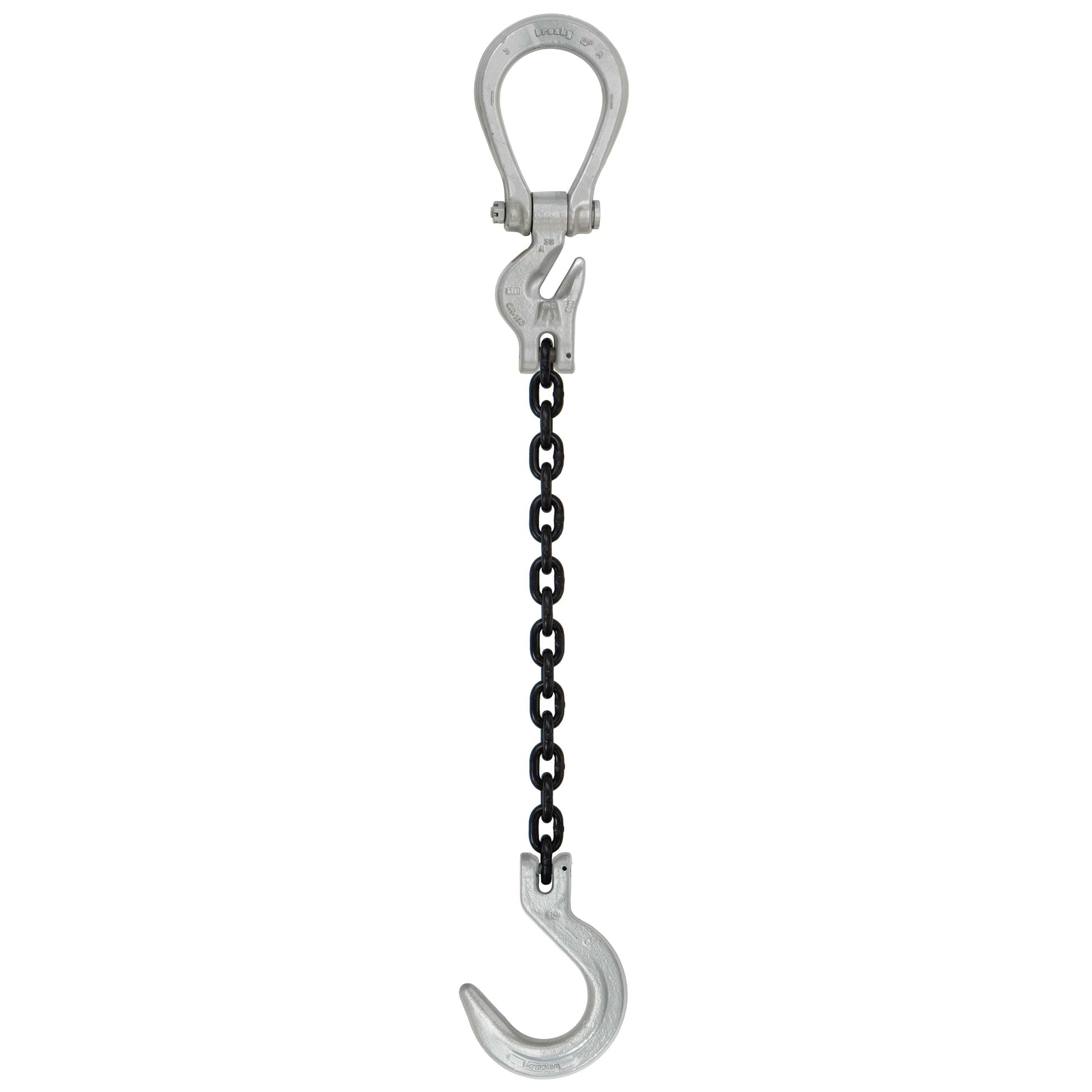 38 inch x 10 foot Domestic Adjustable Single Leg Chain Sling w Crosby Foundry Hook Grade 100 image 1 of 2
