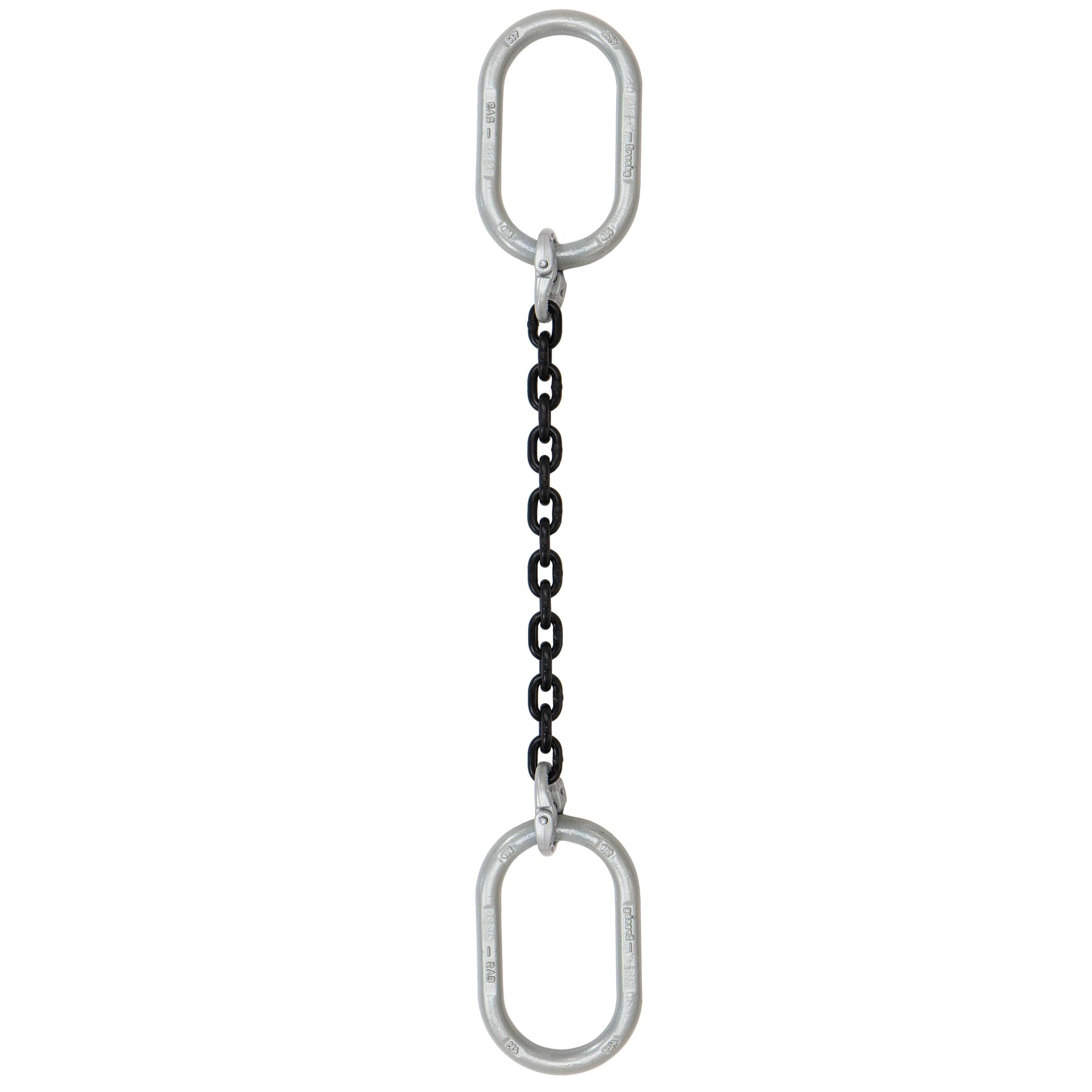 34 inch x 20 foot Crosby Single Leg Chain Sling w Oblong Master Links Grade 100 image 1 of 2