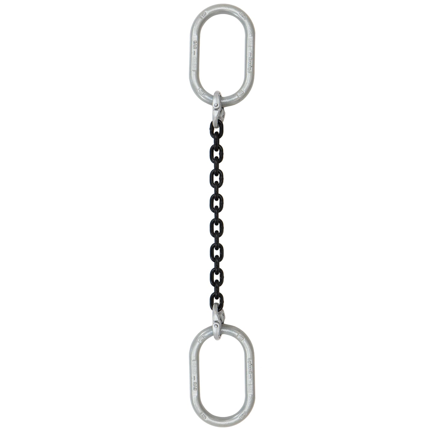 58 inch x 3 foot Domestic Single Leg Chain Sling w Crosby Oblong Master Links Grade 100 image 1 of 2