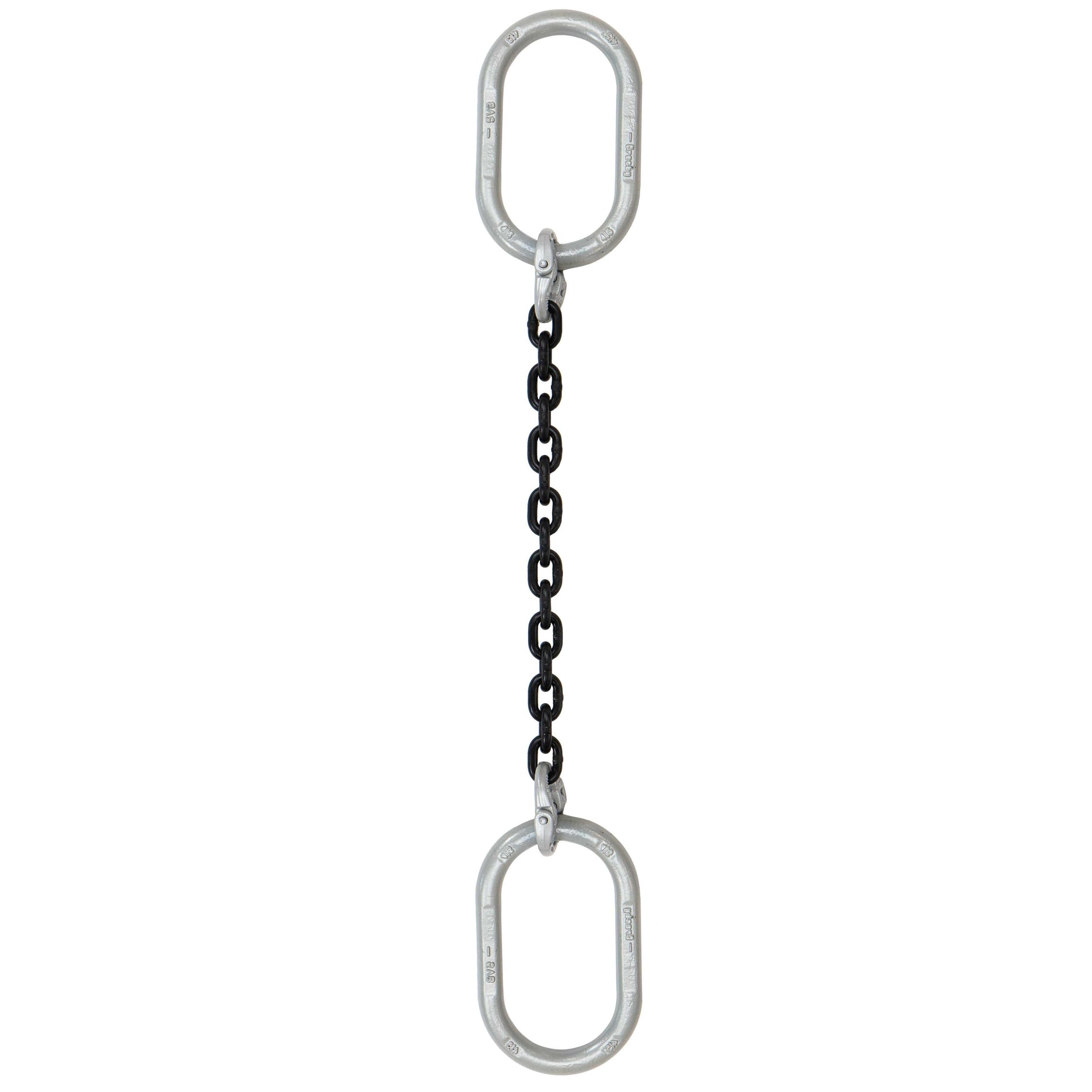 58 inch x 3 foot Domestic Single Leg Chain Sling w Crosby Oblong Master Links Grade 100 image 1 of 2