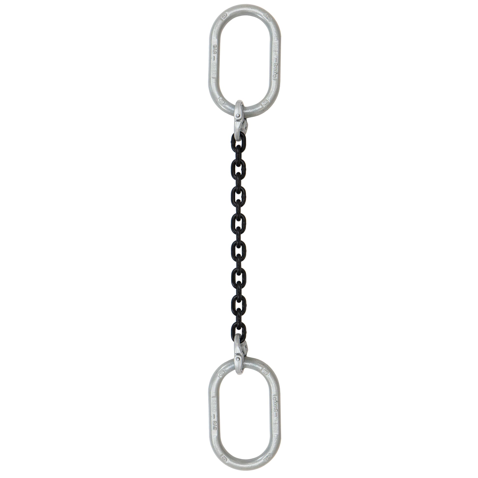 34 inch x 4 foot Crosby Single Leg Chain Sling w Oblong Master Links Grade 100 image 1 of 2