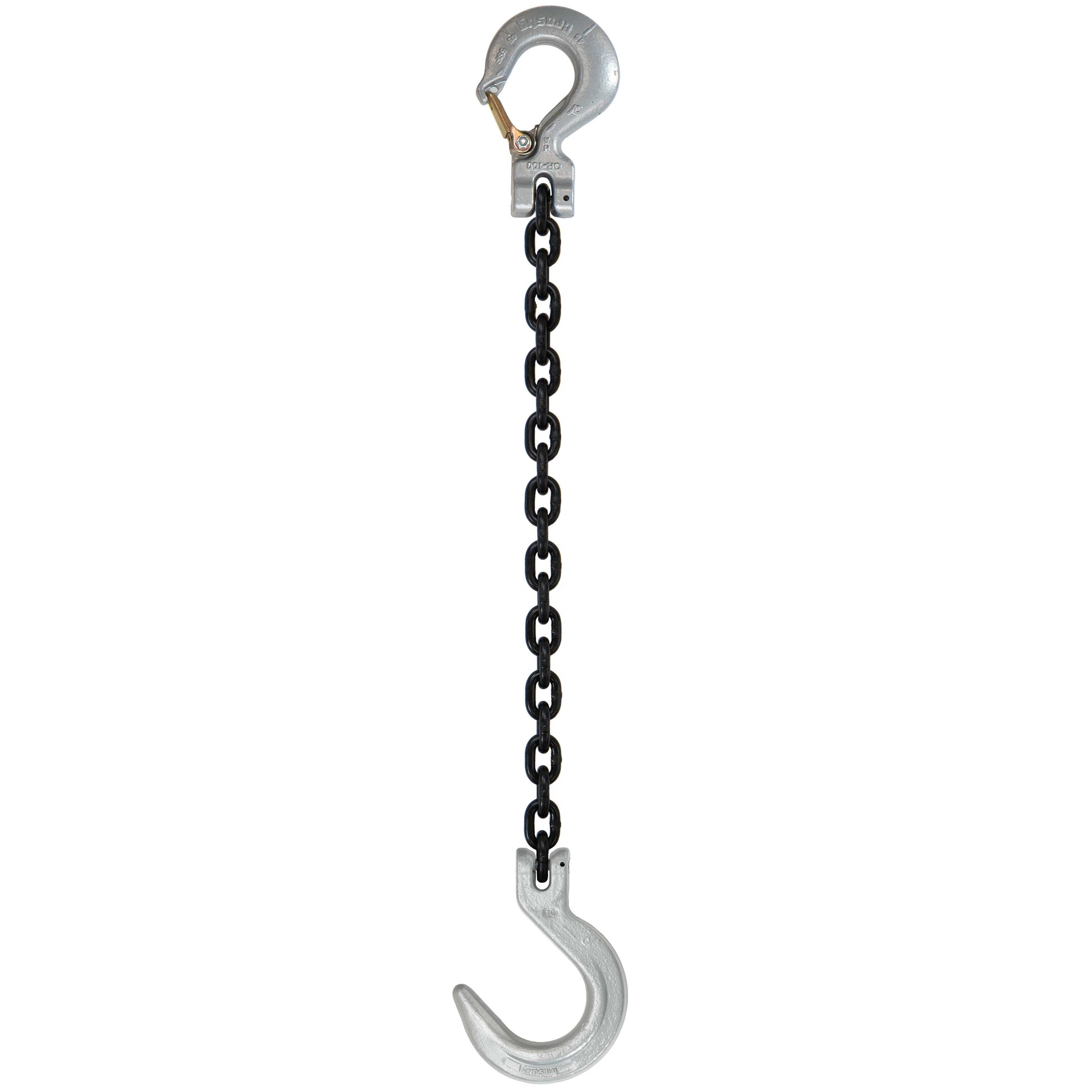 12 inch x 5 foot Domestic Single Leg Chain Sling w Crosby Sling & Foundry Hooks Grade 100 image 1 of 2