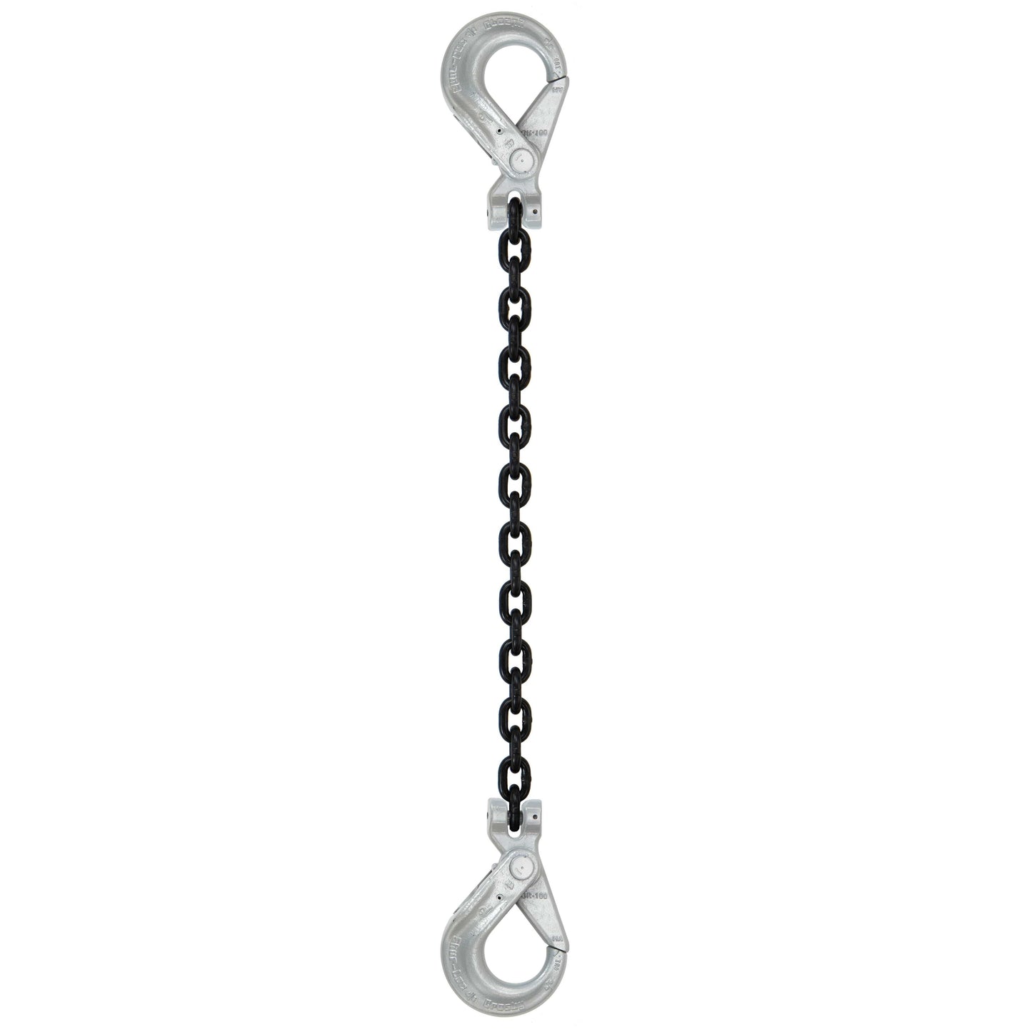 9/32" x 10' - Domestic Single Leg Chain Sling w/ Crosby Self-Locking & Self-Locking Hooks - Grade 100